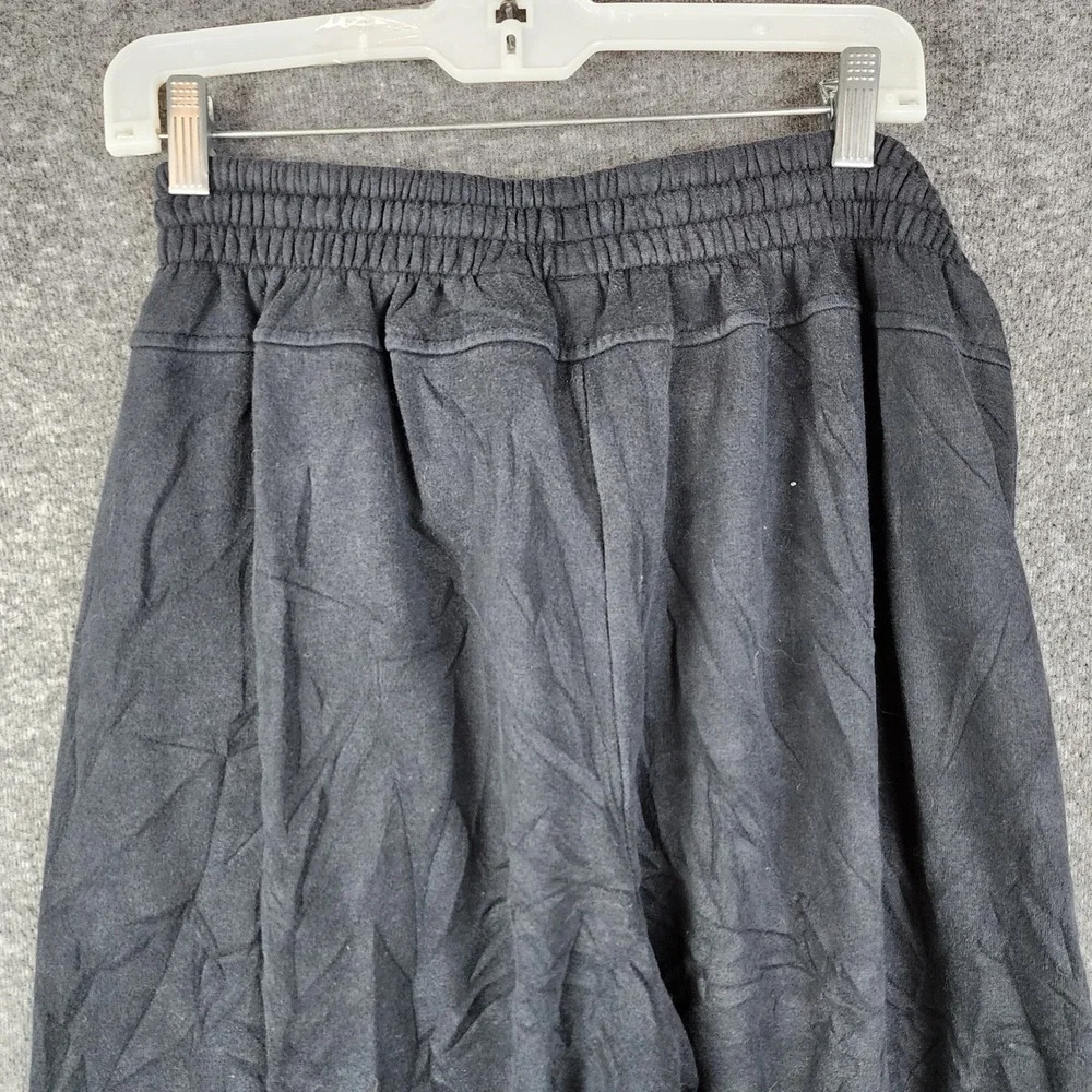 Adidas Joggers Mens L Black Elastic Waist Tapered Fleece Sweatpants - Picture 6 of 9